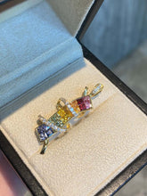 Load image into Gallery viewer, LUOWEND 18K Yellow Gold Natural Color Sapphire Ring for Women
