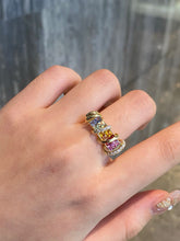 Load image into Gallery viewer, LUOWEND 18K Yellow Gold Natural Color Sapphire Ring for Women
