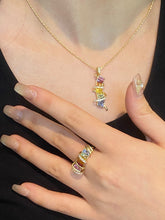 Load image into Gallery viewer, LUOWEND 18K Yellow Gold Natural Color Sapphire Ring for Women
