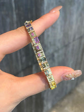 Load image into Gallery viewer, LUOWEND 18K Yellow Gold Natural Color Sapphire Bracelet for Women
