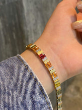 Load image into Gallery viewer, LUOWEND 18K Yellow Gold Natural Color Sapphire Bracelet for Women
