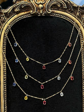 Load image into Gallery viewer, LUOWEND 18K Yellow Gold Natural Color Sapphire Necklace for Women
