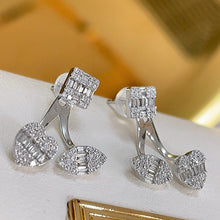 Load image into Gallery viewer, LUOWEND 18K White Gold Natural Diamond Stud Earrings for Women
