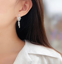 Load image into Gallery viewer, LUOWEND 18K White Gold Real Natural Diamond Drop Earrings for Women

