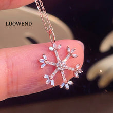 Load image into Gallery viewer, LUOWEND 18K White or Yellow or Rose Gold Natural Diamond Necklace for Women
