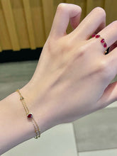 Load image into Gallery viewer, LUOWEND 18K Yellow Gold Natural Ruby Bracelet for Women
