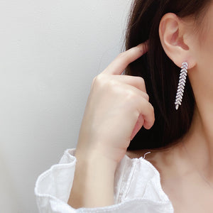 LUOWEND 18K White Gold Real Natural Diamond Drop Earrings for Women