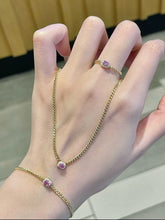 Load image into Gallery viewer, LUOWEND 18K Yellow Gold Natural Pink Sapphire Ring for Women
