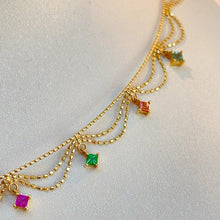 Load image into Gallery viewer, LUOWEND 18K Yellow Gold Natural Color Sapphire Necklace for Women
