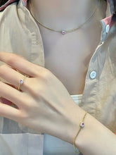 Load image into Gallery viewer, LUOWEND 18K Yellow Gold Natural Pink Sapphire Ring for Women
