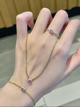 Load image into Gallery viewer, LUOWEND 18K Yellow Gold Natural Pink Sapphire Necklace for Women
