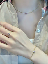 Load image into Gallery viewer, LUOWEND 18K Yellow Gold Natural Pink Sapphire Necklace for Women
