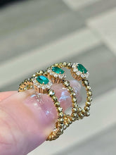 Load image into Gallery viewer, LUOWEND 18K Yellow Gold Natural Emerald Ring for Women
