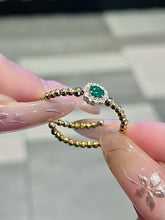 Load image into Gallery viewer, LUOWEND 18K Yellow Gold Natural Emerald Ring for Women
