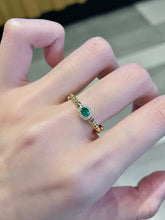 Load image into Gallery viewer, LUOWEND 18K Yellow Gold Natural Emerald Ring for Women
