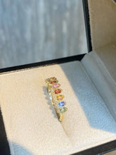 Load image into Gallery viewer, LUOWEND 18K Yellow Gold Natural Color Sapphire Ring for Women
