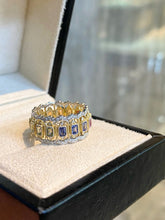 Load image into Gallery viewer, LUOWEND 18K Yellow Gold Natural Color Sapphire Ring for Women
