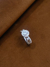 Load image into Gallery viewer, LUOWEND 18K White Gold Natural Diamond Ring for Women

