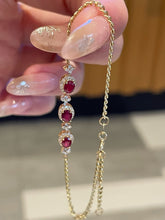 Load image into Gallery viewer, LUOWEND 18K Yellow Gold Natural Ruby Bracelet for Women
