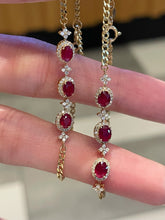 Load image into Gallery viewer, LUOWEND 18K Yellow Gold Natural Ruby Bracelet for Women
