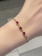 Load image into Gallery viewer, LUOWEND 18K Yellow Gold Natural Ruby Bracelet for Women
