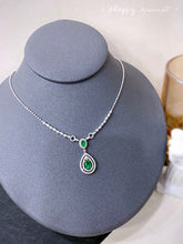 Load image into Gallery viewer, LUOWEND 18K White Gold Real Natural Diamond and Emerald Ring for Women
