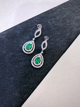 Load image into Gallery viewer, LUOWEND 18K White Gold Real Natural Emerald Earrings&amp;Ring&amp;Necklace for Women
