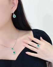 Load image into Gallery viewer, LUOWEND 18K White Gold Real Natural Diamond and Emerald Ring for Women
