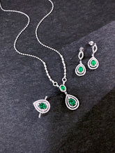 Load image into Gallery viewer, LUOWEND 18K White Gold Real Natural Diamond and Emerald Ring for Women
