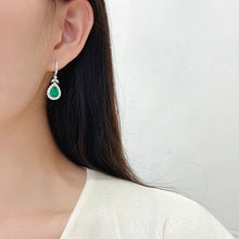Load image into Gallery viewer, LUOWEND 18K White Gold Real Natural Diamond and Emerald Earrings for Women
