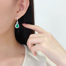 Load image into Gallery viewer, LUOWEND 18K White Gold Real Natural Diamond and Emerald Earrings for Women
