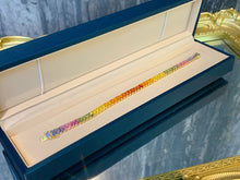 Load image into Gallery viewer, LUOWEND 18K Yellow Gold Natural Color Sapphire Bracelet for Women
