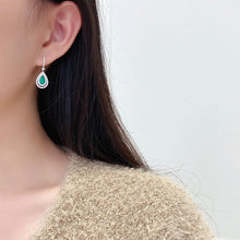 Load image into Gallery viewer, LUOWEND 18K White Gold Real Natural Diamond and Emerald Earrings for Women
