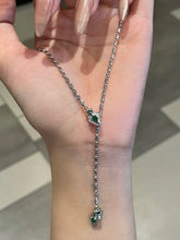 Load image into Gallery viewer, LUOWEND 18K White/Yellow Gold Natural Emerald Necklace for Women
