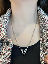 Load image into Gallery viewer, LUOWEND 18K White/Yellow Gold Natural Emerald Necklace for Women
