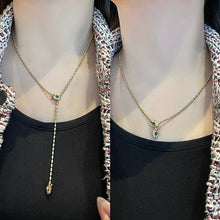 Load image into Gallery viewer, LUOWEND 18K White/Yellow Gold Natural Emerald Necklace for Women
