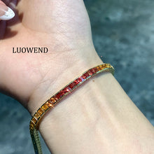 Load image into Gallery viewer, LUOWEND 18K Yellow Gold Natural Color Sapphire Bracelet for Women
