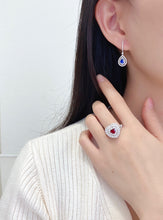 Load image into Gallery viewer, LUOWEND 18K White Gold Real Natural Sapphire and Diamond Earrings for Women
