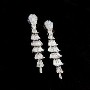 LUOWEND 18K White Gold Real Natural Diamond Drop Earrings for Women