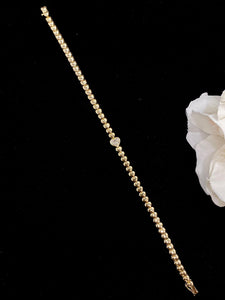 LUOWEND 18K Yellow Gold Real Natural Diamond Bracelet for Women