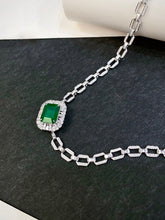 Load image into Gallery viewer, LUOWEND 18K White Gold Real Natural Emerald Necklace for Women
