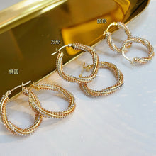 Load image into Gallery viewer, LUOWEND 18K White&amp;Yellow&amp;Rose Gold Hoop Earrings for Women
