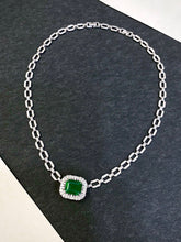 Load image into Gallery viewer, LUOWEND 18K White Gold Real Natural Emerald Necklace for Women
