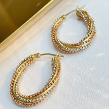 Load image into Gallery viewer, 18K White&amp;Yellow&amp;Rose Gold Hoop Earrings for Women
