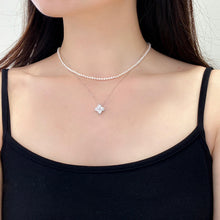 Load image into Gallery viewer, LUOWEND 18K White Gold Real Natural Diamond Pendant Necklace for Women
