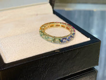 Load image into Gallery viewer, LUOWEND 18K Yellow Gold Natural Color Sapphire Ring for Women
