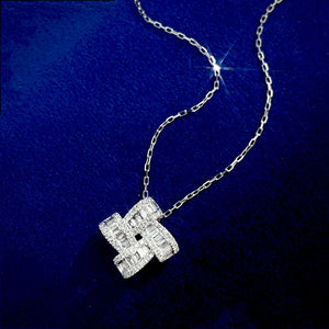 LUOWEND 18K White Gold Real Natural Diamond Pendant Necklace for Women