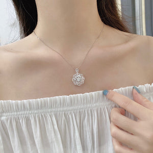 LUOWEND 18K White Gold Real Natural Diamond Pendant Necklace for Women