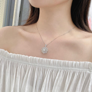 LUOWEND 18K White Gold Real Natural Diamond Pendant Necklace for Women