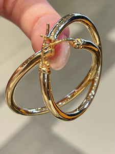 LUOWEND 18K Yellow Gold Hoop Earrings for Women